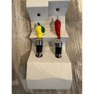 sandralexandra - Lemon & Chili Glass Bottle Stoppers Set of Two New in Box